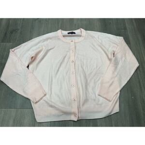 POLO Cashmere Sweater Cardigan Button up Ribbed Hem Knitted Pink Size Medium
